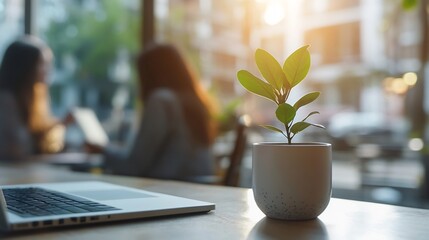 Poster - Modern Workspace with Focus on Greenery and Natural Light : Generative AI