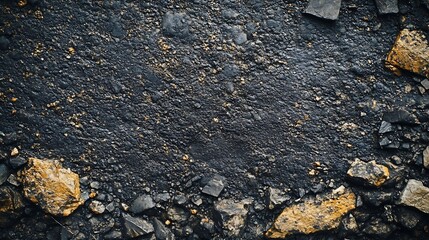 Aufkleber - Dark Asphalt Road Surface with Scattered Stone Texture for Construction and Industrial Design Concepts : Generative AI