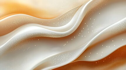 Poster - Abstract background featuring flowing waves in soft cream and orange hues. The design evokes a sense of calm and elegance, perfect for modern themes.