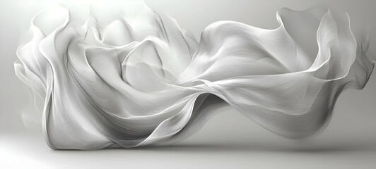 Poster - An ethereal display of flowing white fabric gracefully twisting and turning in a serene, minimalist setting, creating a sense of movement and tranquility.