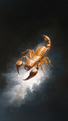 Poster - Intense scorpio painting dark mood artistry mysterious shadows close-up view eerie concept