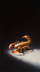 Poster - Mysterious scorpio emerging from shadows dark painting intense environment artistic perspective moody concept