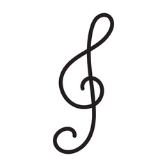 Wall Mural - Hand drawn treble clef.G clef music note isolated on white background.
