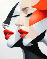Poster - Cubist interpretation of gemini art studio digital artwork abstract close-up fragmented twin figures