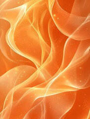 Poster - An abstract display of flowing orange smoke or fabric, radiating warmth and energy with hints of gold sparkles, creating a vibrant and dynamic visual experience.