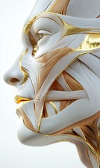 Poster - Detailed anatomical illustration showcasing the intricate facial muscles and contours of the human face for educational purposes. Generative AI