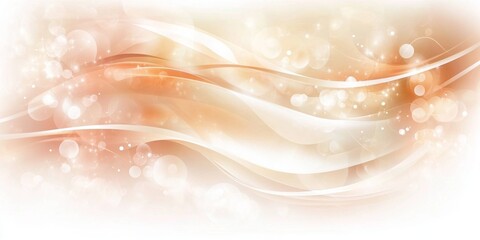 Poster - Elegant Peach Abstract Background Soft Waves Design Light Sparkle art glow cream white style shiny