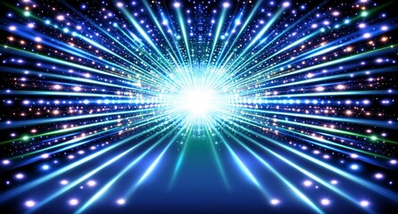 Poster - Abstract Blue Light Rays Burst Energy Starry Night Background art top glow best shine space magic