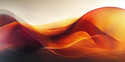 Poster - Colorful abstract waves flowing in vibrant hues of orange, red, and yellow against a soft background of light