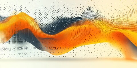 Poster - Colorful abstract design with flowing curves and dotted patterns in shades of orange and black