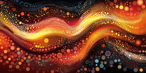 Poster - Colorful abstract waves of light and circles create a dynamic flow in a vibrant and energetic pattern