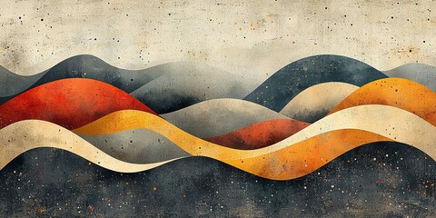 Poster - Colorful abstract waves create a dynamic landscape with textured layers and gradients