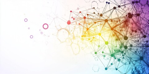 Poster - Abstract Network Connection Colorful Nodes Digital Art Graphic Design Background Illustration web