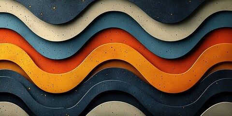 Poster - Vibrant layered waves of color in abstract composition reflecting modern design aesthetics in a creative space