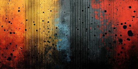 Poster - Vibrant abstract texture with stripes and paint splatters in warm colors