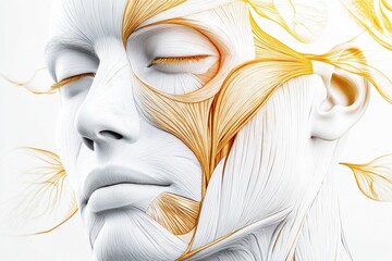 Poster - Detailed anatomical illustration showcasing facial muscles and contours for educational purposes in human anatomy studies. Generative AI
