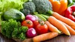 © Generative AI - Fresh Organic Vegetables on Rustic Wooden Table Healthy Eating Concept : Generative AI