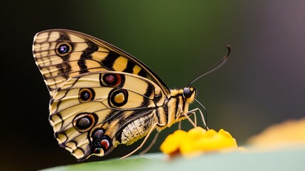 Poster - Vibrant Yellow Swallowtail Butterfly Adorning a Bright Flower in Nature : Generative AI