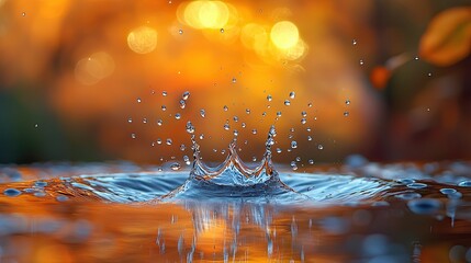 Poster - Water Droplet Impact Crown Autumnal Background
