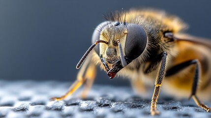 Poster - Detailed Closeup of a Bee with Antennae on a Textured Surface : Generative AI