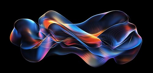 Wall Mural - Abstract Blue Orange Swirling Energy Flow Dynamic Design Background art wave dark lines fluid color