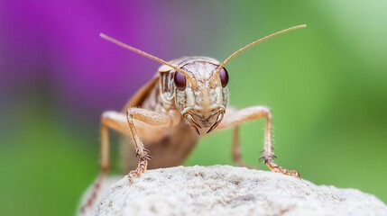 Poster - Macro Image of a Cricket on Rock with Vivid Background Enhancing Natural Beauty : Generative AI