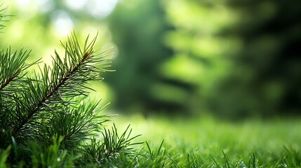Poster - CloseUp of Pine Needles in a SunDappled Natural Forest Setting : Generative AI