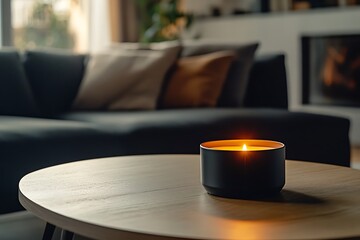 Sticker - Cozy Living Room with a Warm Candle