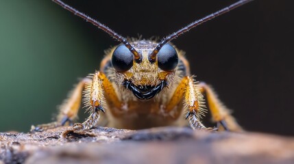 Poster - Macro Shot of Insect with Eyes and Antennae on Natural Background : Generative AI