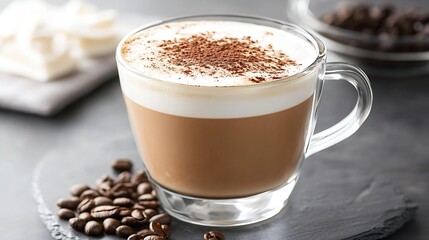 Aufkleber - Creamy Cappuccino with Foam and Cocoa Powder for a Perfect Morning Sip : Generative AI