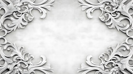 Wall Mural - Elegant White Ornate Floral Frame Design