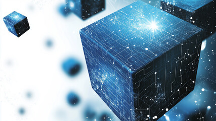 Blue square background with copy space