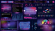 © Денис Конельский - Set of UI elements for AI: buttons, panels, sliders, icons and other components. Futuristic cyber design in neon colors is perfect for apps, websites and dashboards.