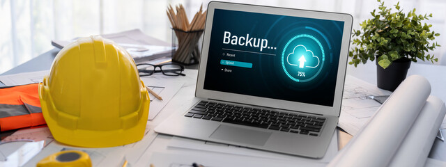 Poster - backup storage data internet technology business concept. database storage cloud technology file dat