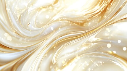 Wall Mural - abstract swirling gold and cream liquid texture