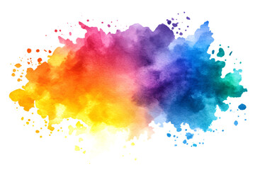 Poster - Creating a vibrant rainbow watercolor stain, showcasing a colorful and artistic design element with fluid textures and bright gradients