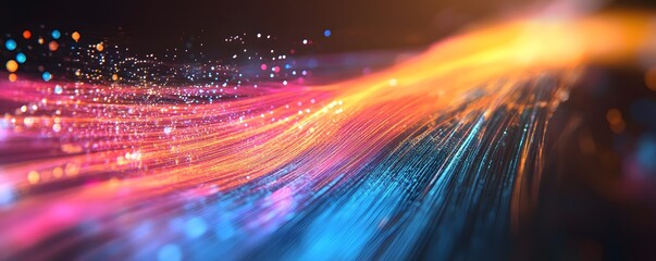 Poster - A vibrant display of colorful light trails creating a dynamic sense of movement and energy, perfect for representing innovation and digital advancement.