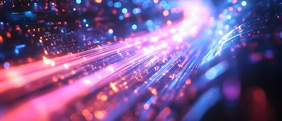 Poster - An abstract representation of light trails, showcasing vibrant colors and dynamic movement. This image captures the essence of innovation and digital energy in a modern world.
