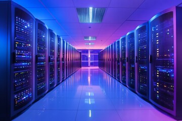 Poster - Server room hosting big data with modern hardware and powerful equipment