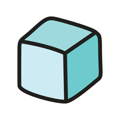 A crisp vector illustration of a single ice cube, designed with realistic facets and a transparent, frosty appearance.