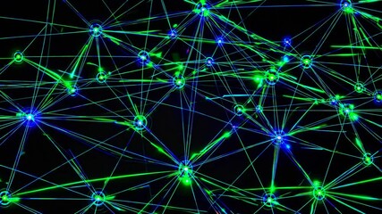 Poster - Colorful Abstract Network of Connected Circles and Lines on Black