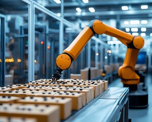 Poster - robotic arm working in manufacturing facility.