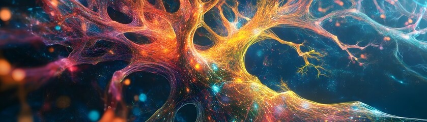 Poster - Colorful abstract neural network concept image.