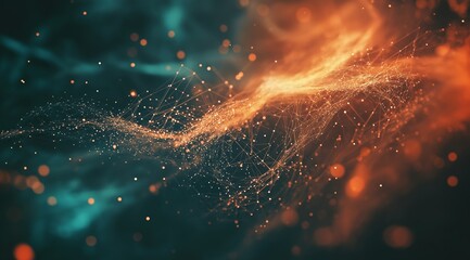 Fototapete - A beauty futuristic abstract background in a high-tech style. Shining lines and patterns resembling neural networks, connections, and digital circuits.