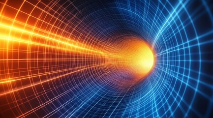 Fototapete - A beauty futuristic abstract background in a high-tech style. Shining lines and patterns resembling neural networks, connections, and digital circuits.