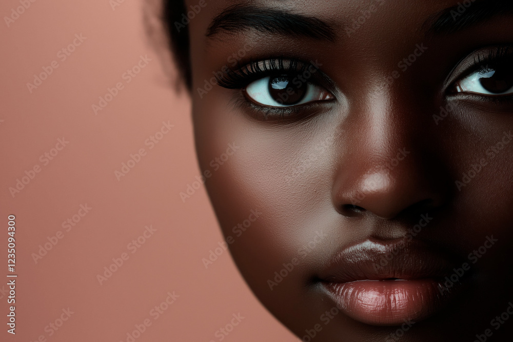 Close up portrait of a beautiful young woman, African American girl ...