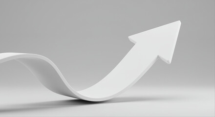 Poster - White upward arrow graphic design. White arrow pointing up. Upward arrow in graphic design