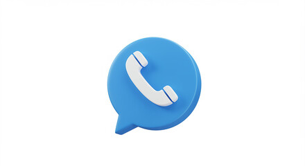 Fototapete - Blue phone icon 3d render. Phone icon communication symbol. 3d phone icon