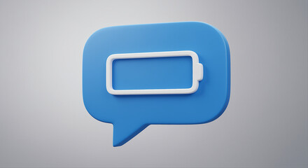 Poster - Battery icon in blue notification bubble. Battery charge level indicator in a message bubble