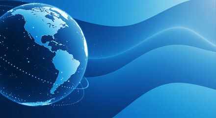 Poster - Blue globe with technology background. Globe with blue technology background and light effects